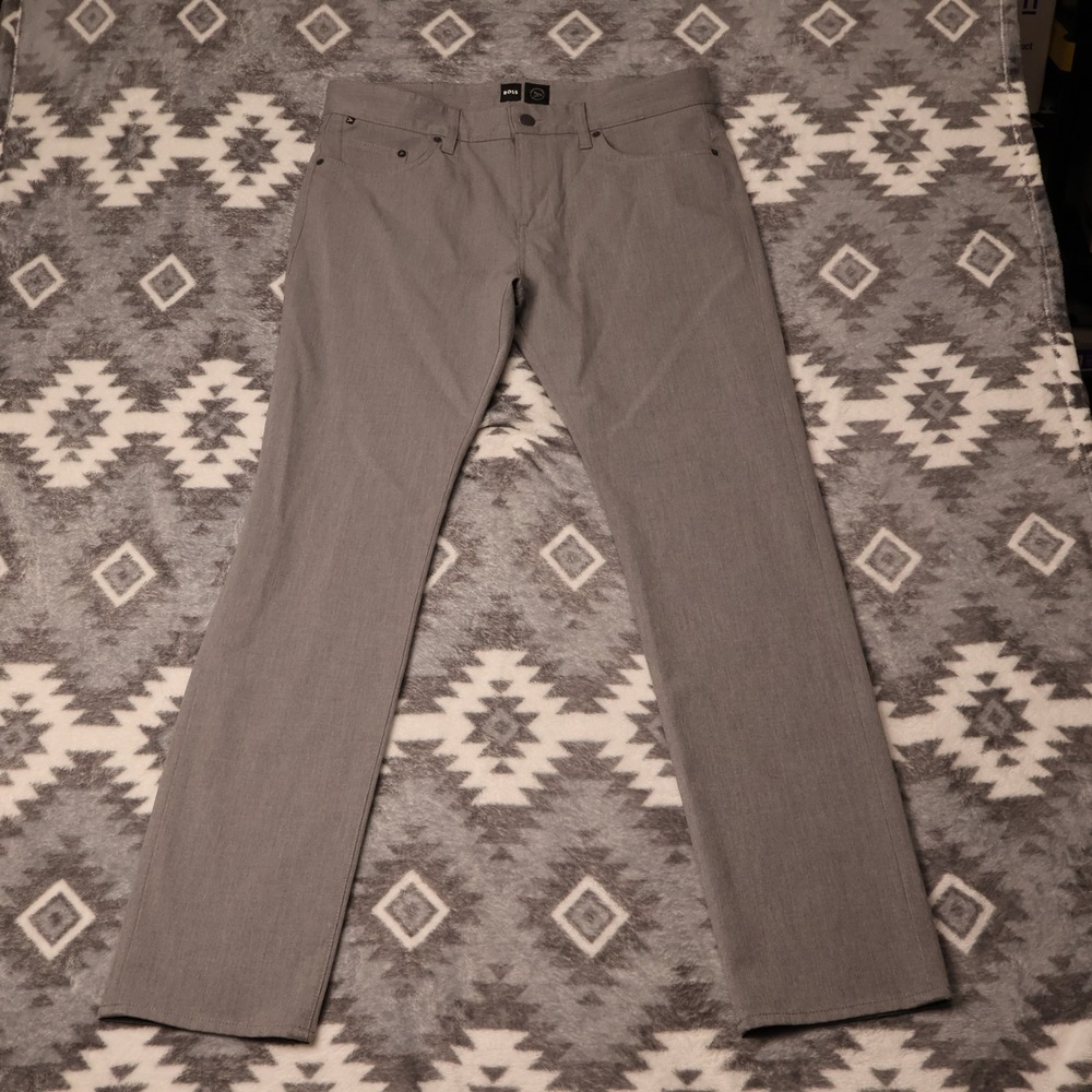 Hugo Boss Delaware Slim Fit Performance Stretch Gray Pants 34/32 Mens